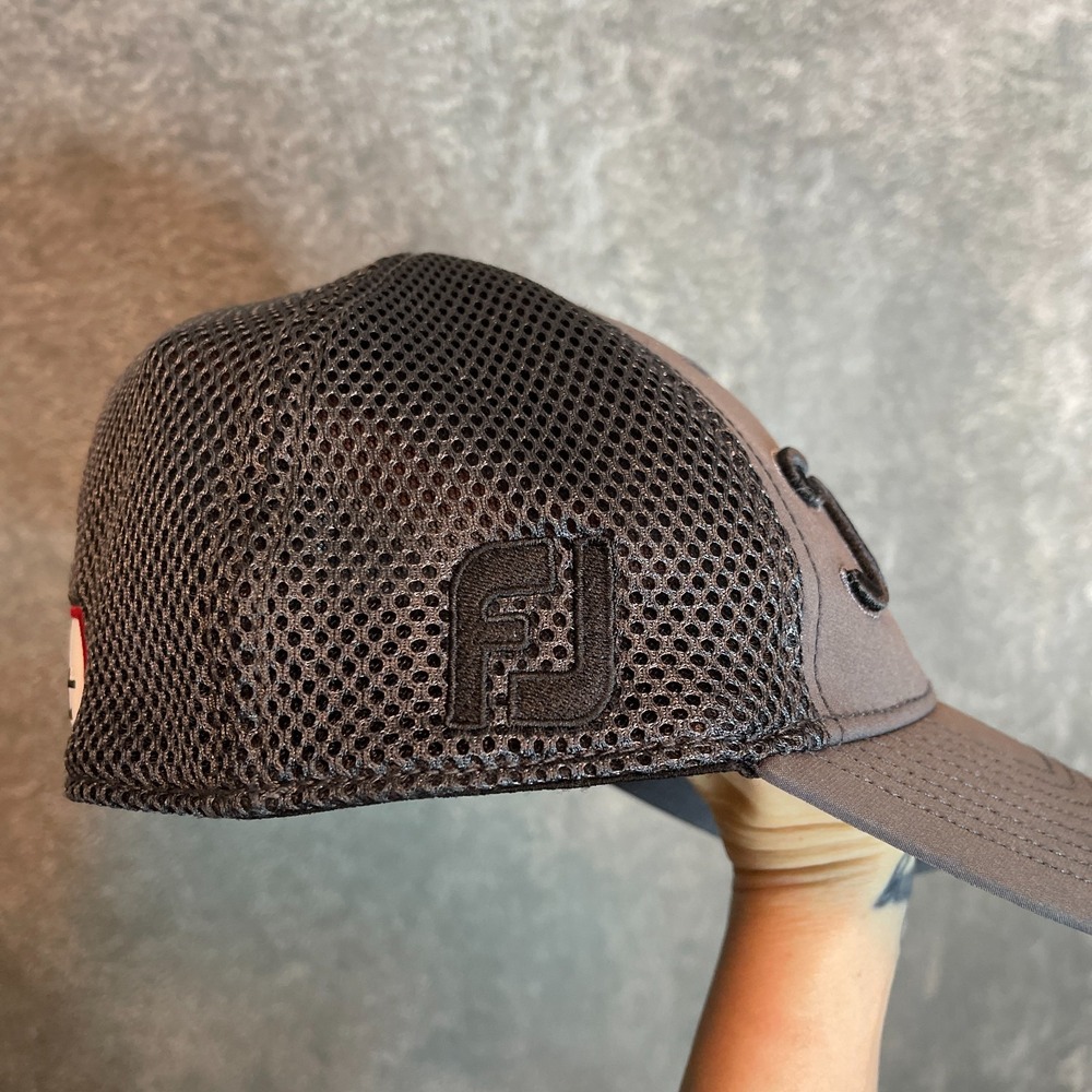 Titleist Pro V1 FootJoy Mesh Stretch Fitted Golf Hat Baseball Cap M/L Gray Black - Picture 2 of 8